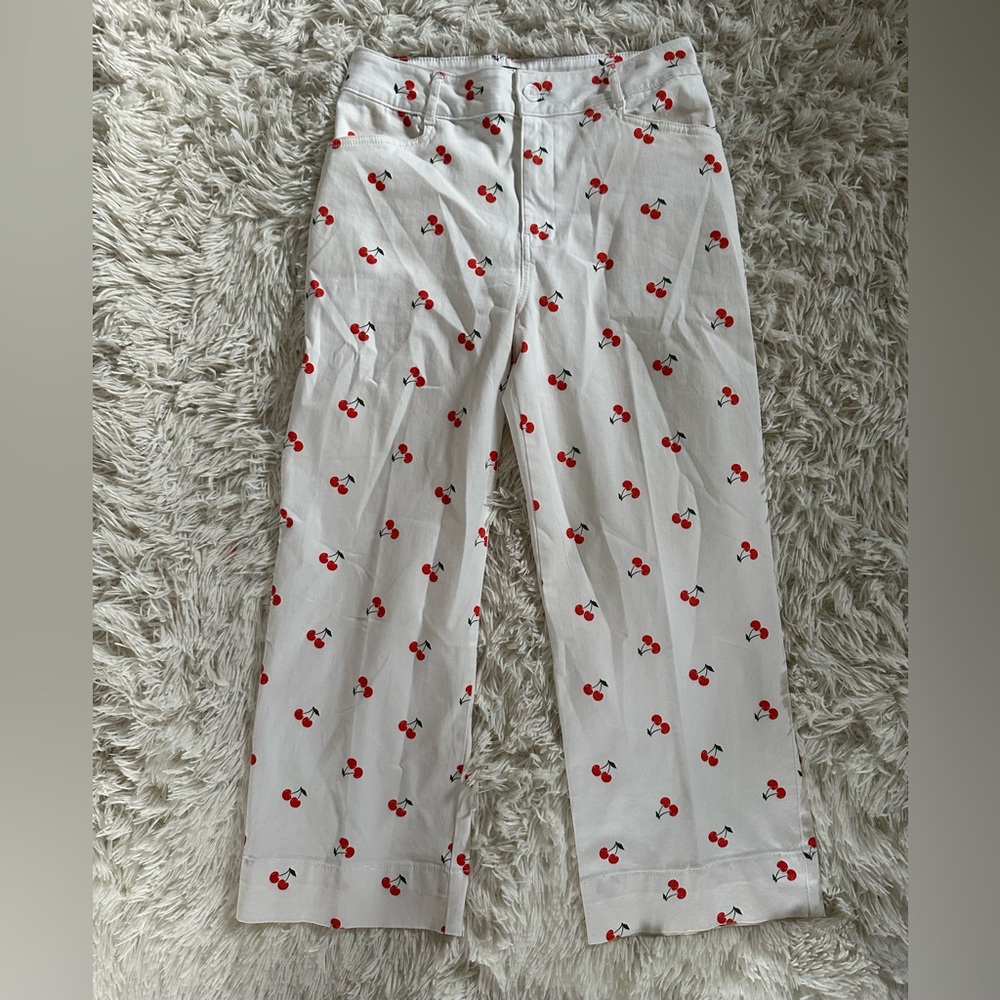 Bagatelle White Pants with Cherry Accents - Picture 2 of 10